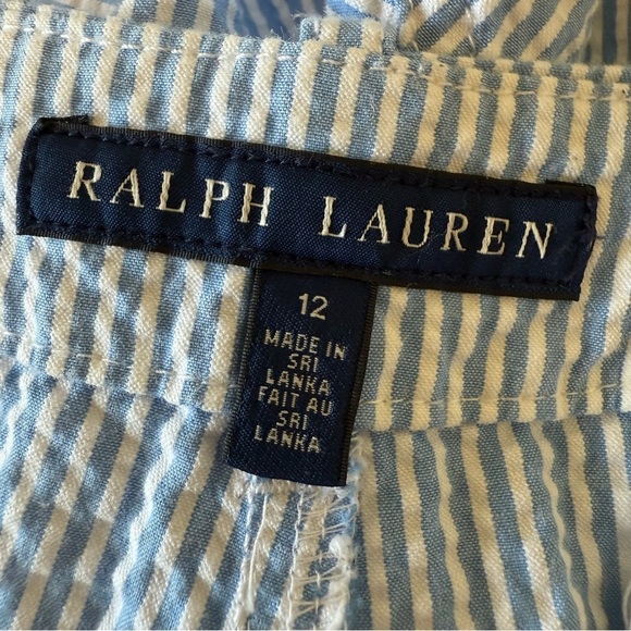 Ralph Lauren Blue White Striped Seersucker Shorts Nautical Coastal Resortwear 12 - Picture 7 of 8